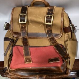 Kodak Tan and Red Backpack with Leather Accents